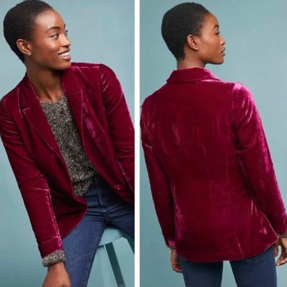 Anthropologie ett:twa Gallery Velvet Blazer 0